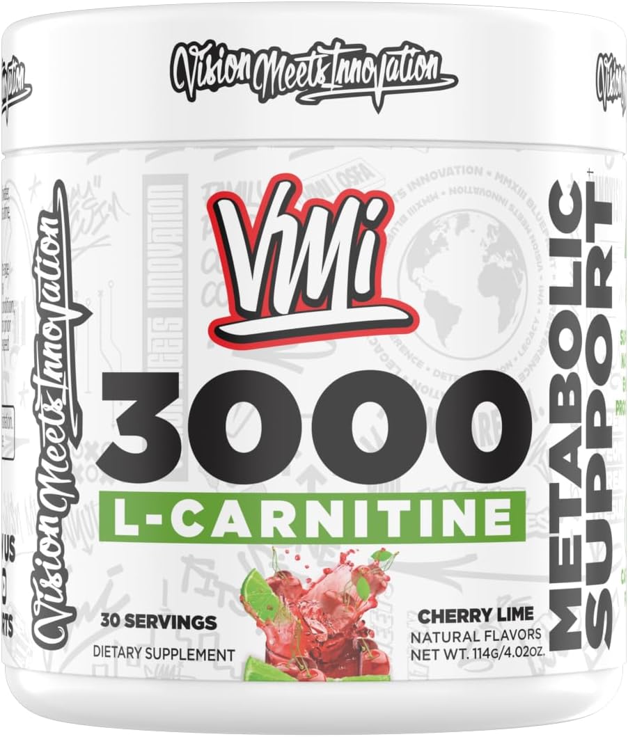 VMI Sports L-Carnitine 3000 Powder | 3000 mg L-Carnitine | Metabolic Support Maximum Absorption Formula | Great Taste for Men & Women | 30 Servings (30 Servings, Cherry Lime)