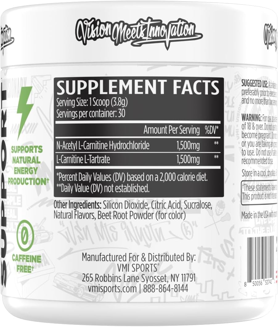 VMI Sports L-Carnitine 3000 Powder | 3000 mg L-Carnitine | Metabolic Support Maximum Absorption Formula | Great Taste for Men & Women | 30 Servings (30 Servings, Cherry Lime)
