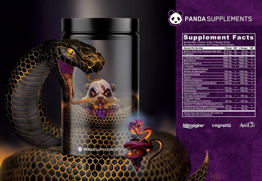 Undergound Bio Labs: Panda Supps Pandamic, Extreme Pre Workout for Maximum Performance, Pump, and Focus (40 Scoops) (Grape Bubblegum)