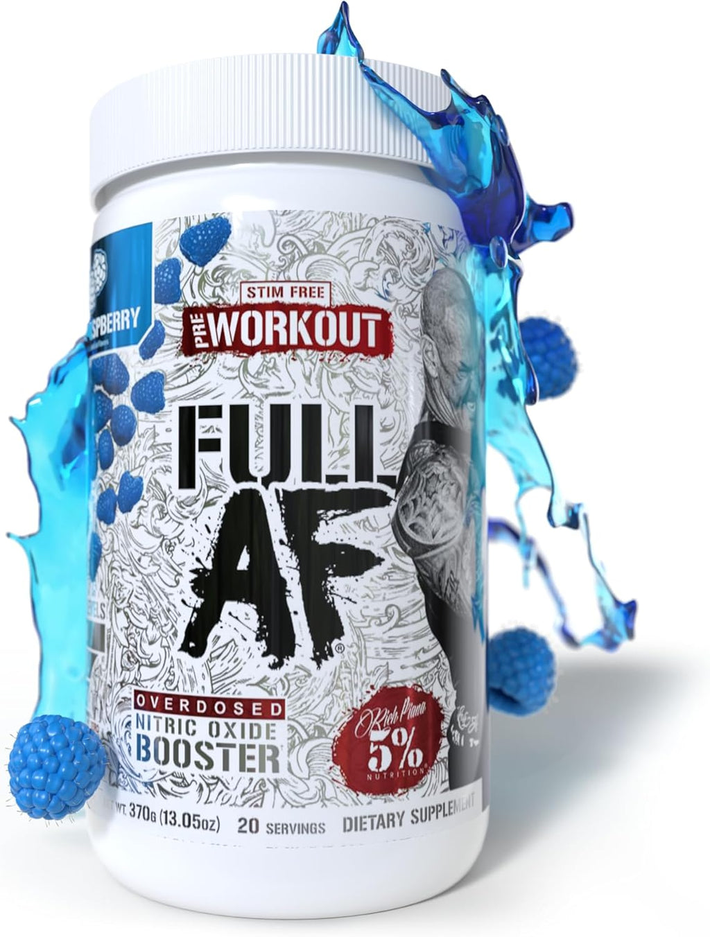 5% Nutrition FullAF Pre-Workout | Stim-Free with Massive Pumps | L-Citrulline, L-Taurine, Nitrosigine, GlycerSize | 13.05 oz (Blue Raspberry) Visit the 5% Nutrition Store