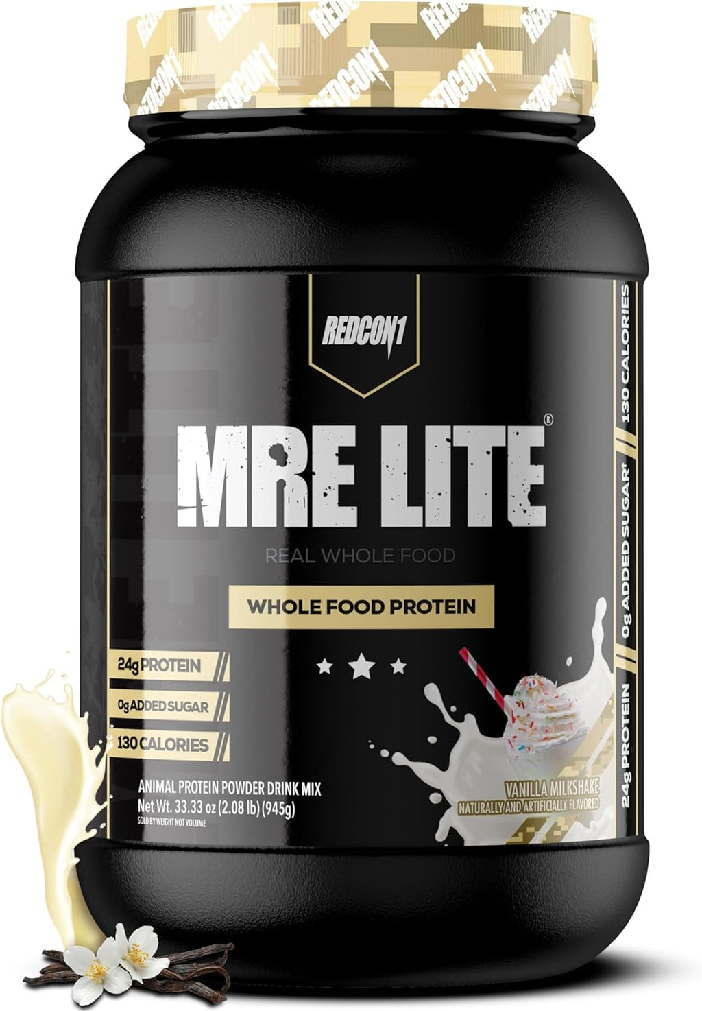 REDCON1 MRE Lite Whole Food Protein Powder, Vanilla Milkshake - Low Carb & Whey Free Meal Replacement with Animal Protein Blends - Easy to Digest...