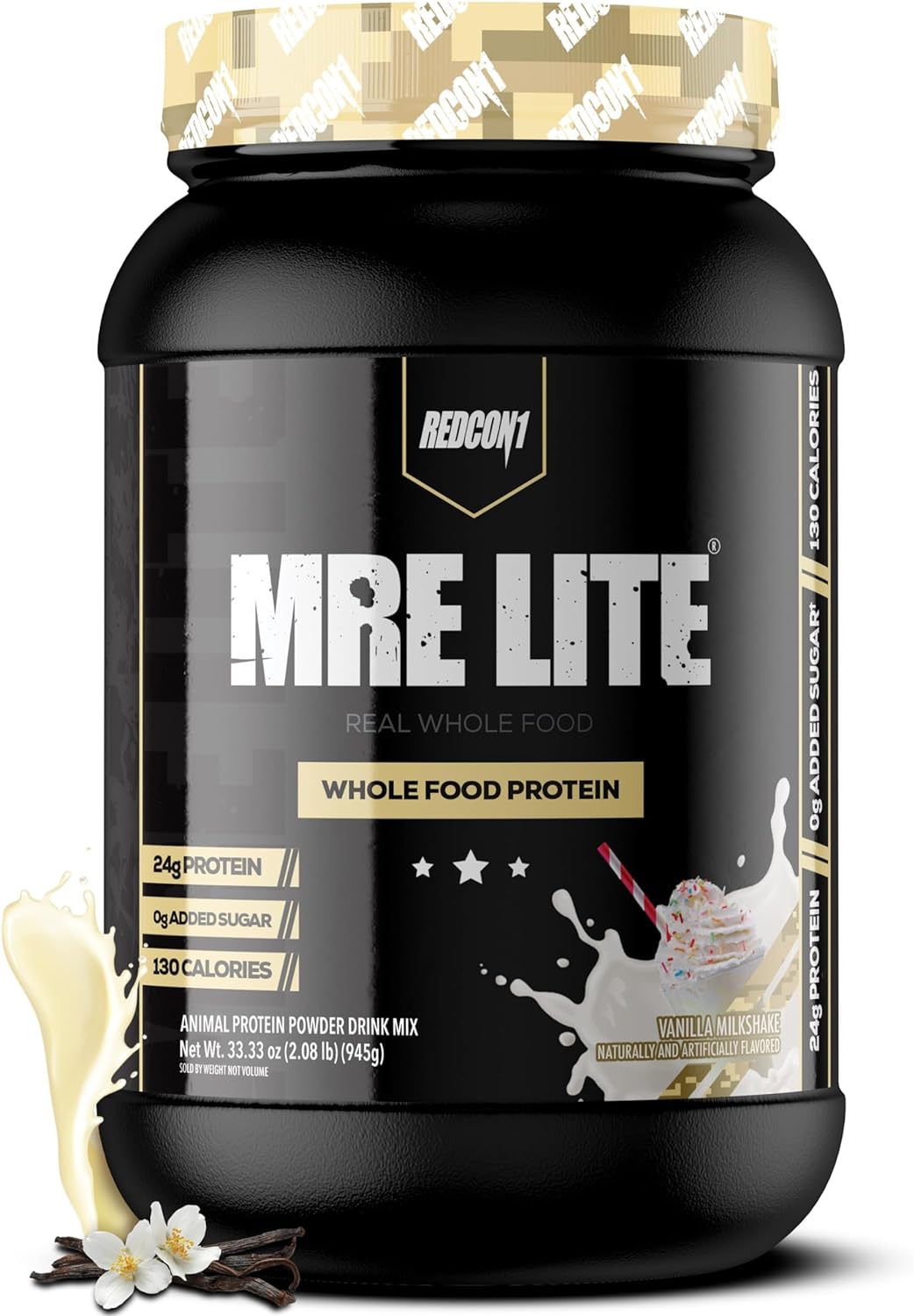 REDCON1 MRE Lite Whole Food Protein Powder, Vanilla Milkshake - Low Carb & Whey Free Meal Replacement with Animal Protein Blends - Easy to Digest...
