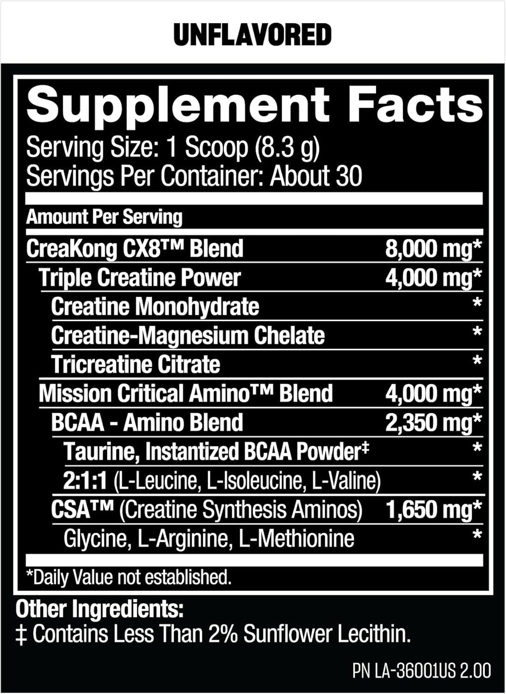 Mutant CREAKONG CX8 – Advanced Creatine + Amino Supplement with 4g Triple Creatine Blend, 4g Amino Blend (BCAAs & Taurine) for Muscle Growth & Performance – Unflavoured, 249g (30 Servings)