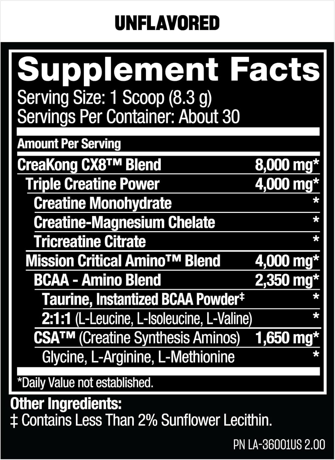 Mutant CREAKONG CX8 – Advanced Creatine + Amino Supplement with 4g Triple Creatine Blend, 4g Amino Blend (BCAAs & Taurine) for Muscle Growth & Performance – Unflavoured, 249g (30 Servings)