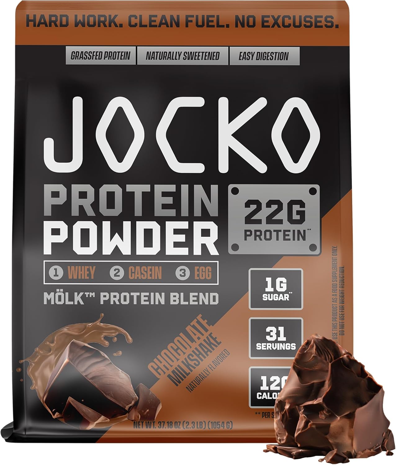 ocko Fuel Mölk Whey Protein Powder 22g Protein - Low Sugar Monk Fruit Blend - Muscle Recovery & Growth, Packaging May Vary (31 Servings, Chocolate Milkshake)