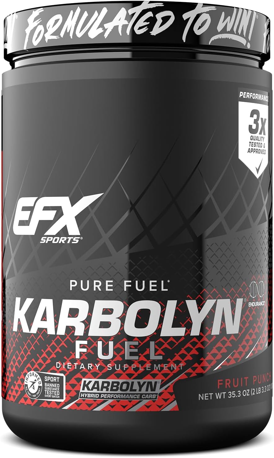 EFX Sports Karbolyn Fuel | Fast-Absorbing Carbohydrate Powder | Carb Load, Sustained Energy, Quick Recovery | Stimulant Free | 18 Servings (Lemon Ice)