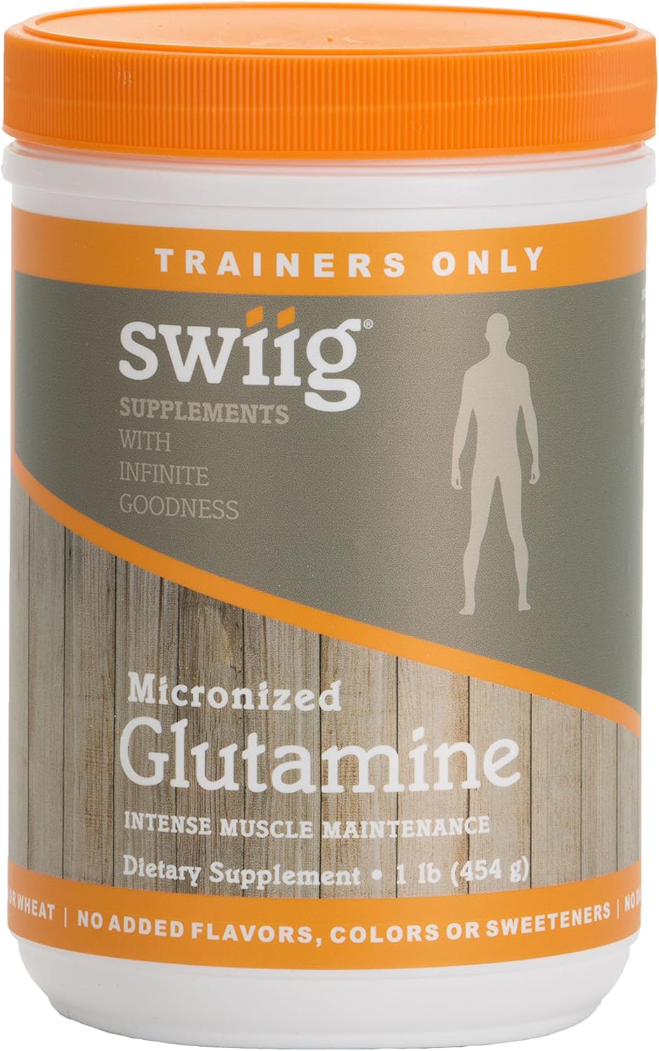 swiig L-Glutamine Powder, No Gluten, No Yeast, Corn or Wheat, No Added Flavors, Colors or Sweeteners, No Dairy, Fish or Soy, No Preservatives, Traine