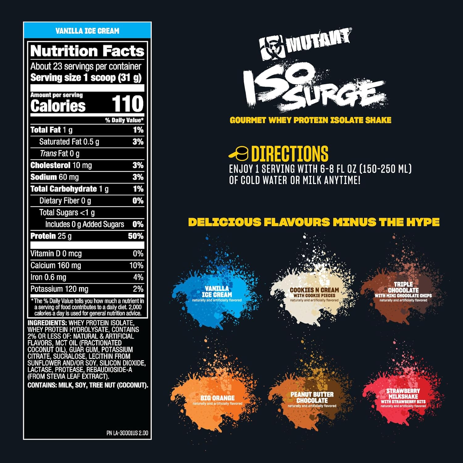 Mutant ISO Surge Whey Protein Isolate Powder Acts Fast to Help Recover, Build Muscle, Bulk and Strength, 1.6 lb - Big Orange Dreamsicle